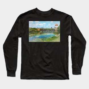 Abbey Mill Weir At Tewkesbury Long Sleeve T-Shirt